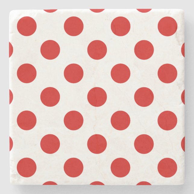 Röd och vit polka dots stenunderlägg (Framsidan)