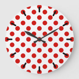 Röd och vit polka dots stor klocka