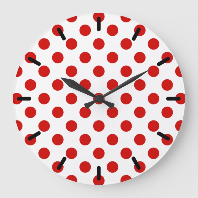 Röd och vit polka dots stor klocka (Framsida)