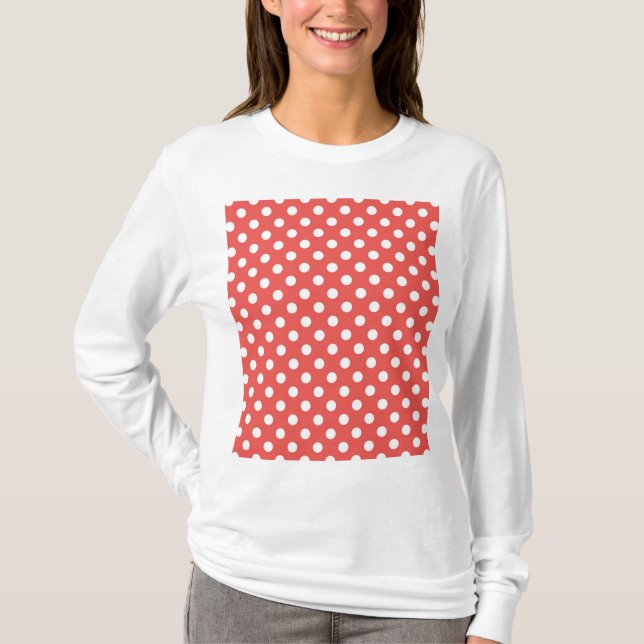 Röd och vit Polka dots T Shirt (Framsida)