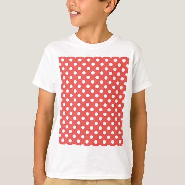 Röd och vit Polka dots T Shirt (Framsida)