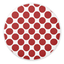 Röd och vit polka punkt Ceramic Knob
