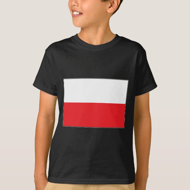 Röd och vit polsk Flagga T Shirt (Framsida)