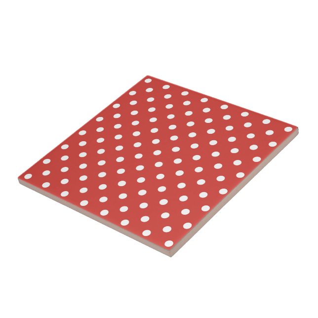 Röd och vit prickig mönster kakelplatta (Sidan)