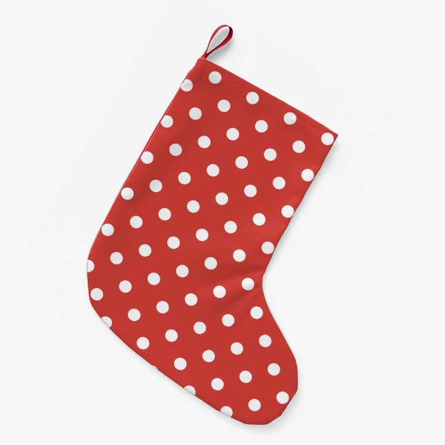 Röd och vit prickig mönster liten julstrumpa (Framsidan (Hängande))