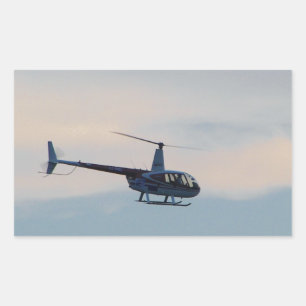 Röd och vit R44-helikopter Rektangulärt Klistermärke