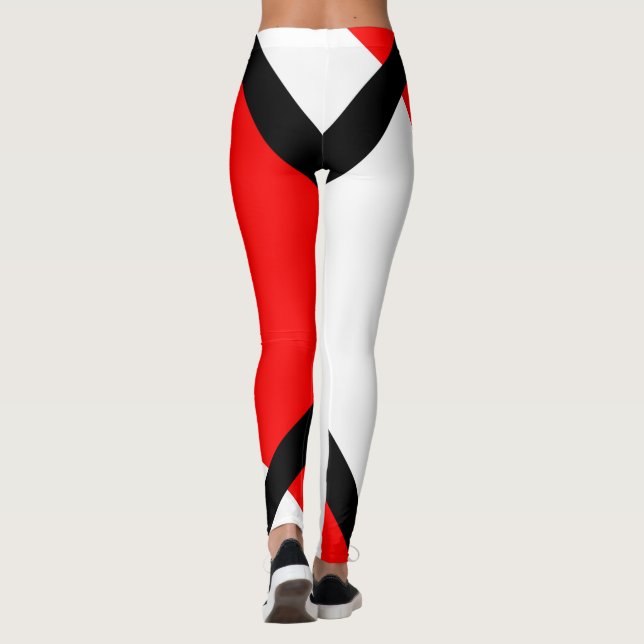 Röd och vit Rand Leggings (Baksida)