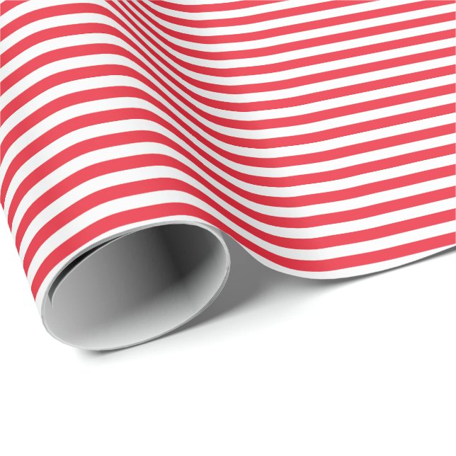 Röd och vit randig julpresent presentpapper (Rullad Hörn)