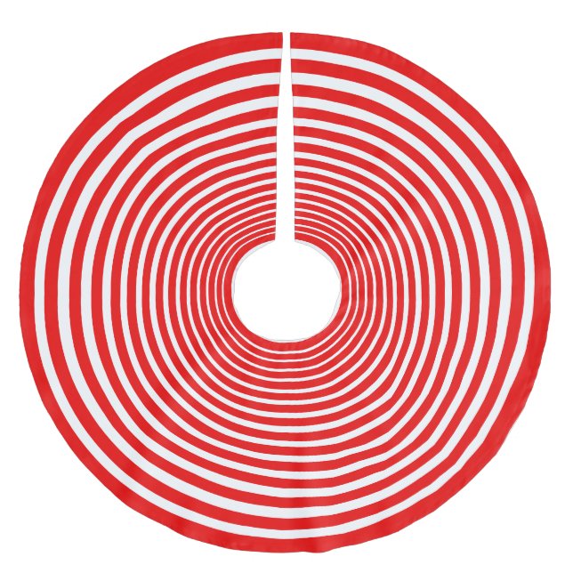 Röd och vit Ringar Julgransmatta Borstad Polyester (Framsidan)