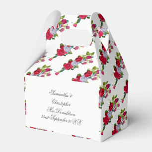 Röd och vit ro blommigt bröllop bouquet presentaskar
