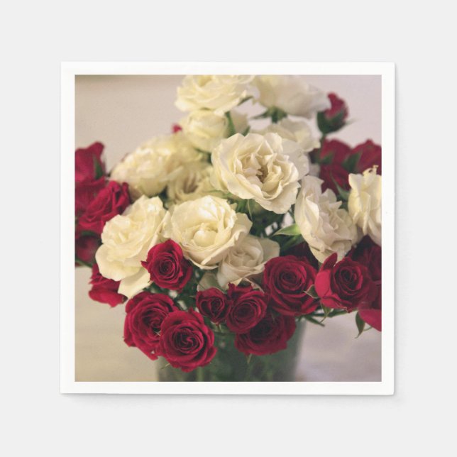 Röd och vit Ro Pappersservett (Framsidan)