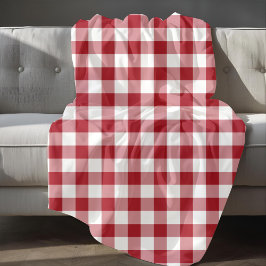 Röd och vit rutig gingham-mönster fleecefilt