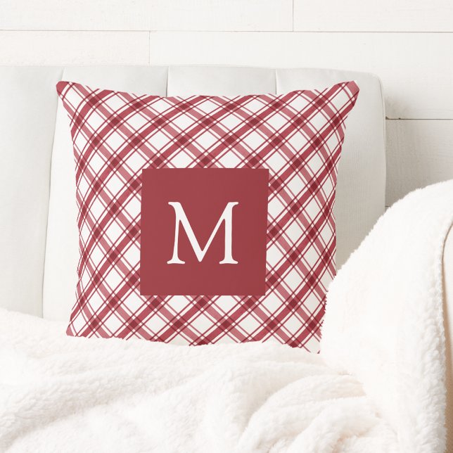 Röd och vit rutig kudde (Red and White Plaid Throw Pillow
)