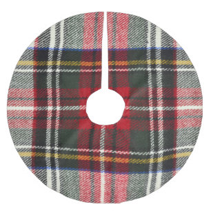 Röd och vit skotsk tartan plaid. julgransmatta borstad polyester