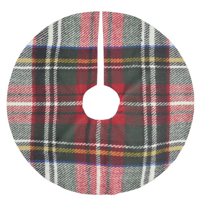 Röd och vit skotsk tartan plaid. julgransmatta borstad polyester (Framsidan)