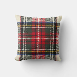 Röd och vit skotsk tartan plaid. kudde