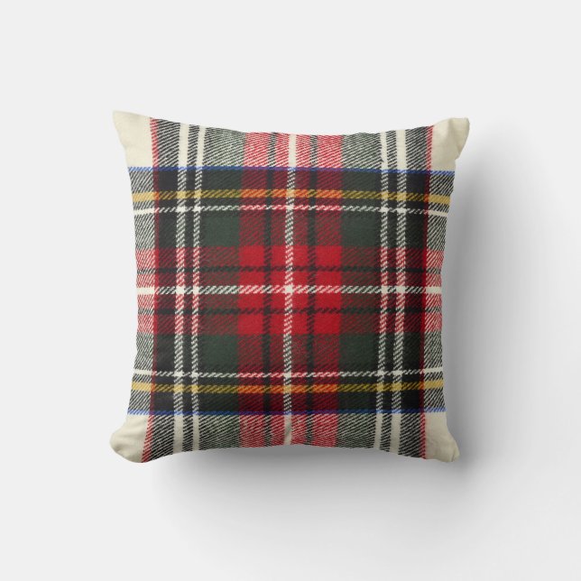 Röd och vit skotsk tartan plaid. kudde (Framsida)