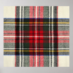 Röd och vit skotsk tartan plaid. poster
