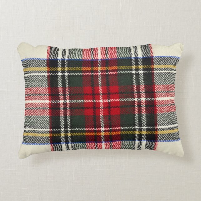 Röd och vit skotsk tartan plaid. prydnadskudde (Framsidan)