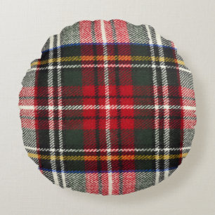 Röd och vit skotsk tartan plaid. rund kudde