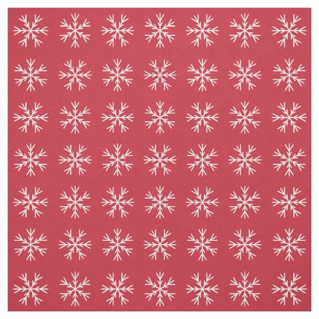 Röd och vit snöflake Mönster Fabric Tyg (Provkarta)