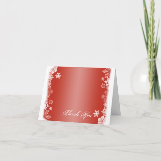 Röd och vit snöflinga Bröllop Tacksamhetskort Tack Kort (Framsida)