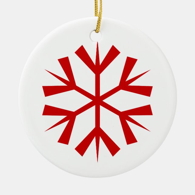 Röd och vit snöflinga julgransprydnad keramik (Framsidan)
