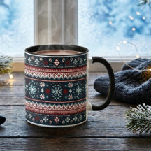 Röd och vit snöflinga jultröja mönster