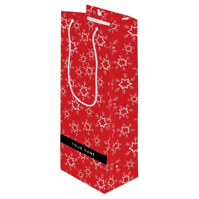 Röd och vit Snöflingor, ditt namn, anpassa (Framsidan Vinklad)