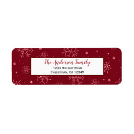 Röd och vit Snöflingor | Returadress för Helgdag Etikett