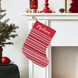 Röd och vit sötare Sticka Mönster Liten Julstrumpa