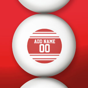 Röd och vit sport Jersey-eget namnnummer Pingisboll