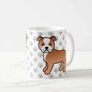 Röd och vit Staffordshire Bull Terrier hund Kaffemugg