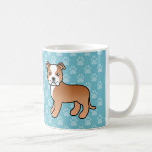 Röd och vit Staffordshire Bull Terrier hund Kaffemugg