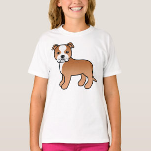 Röd och vit Staffordshire Bull Terrier hund T Shirt