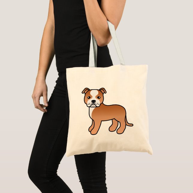 Röd Och Vit Staffordshire Bull Terrier Tygkasse (Framsida (produkt))