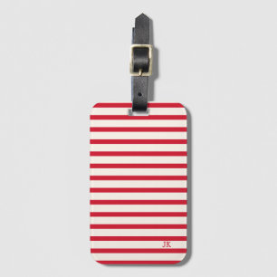 Röd och vit stripe-Personlig Initialer Bagagebricka
