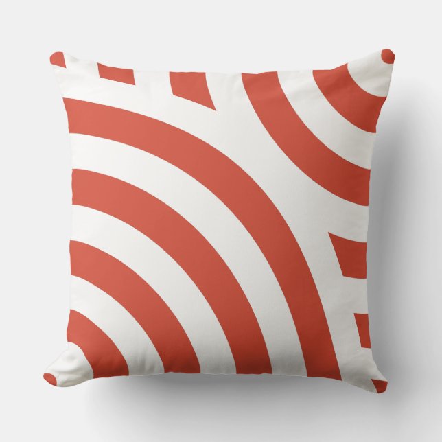 Röd och vit stripe Wave Mönster Kudde (Framsida)