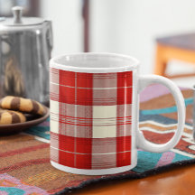röd och vit tartan klassisk mugg
