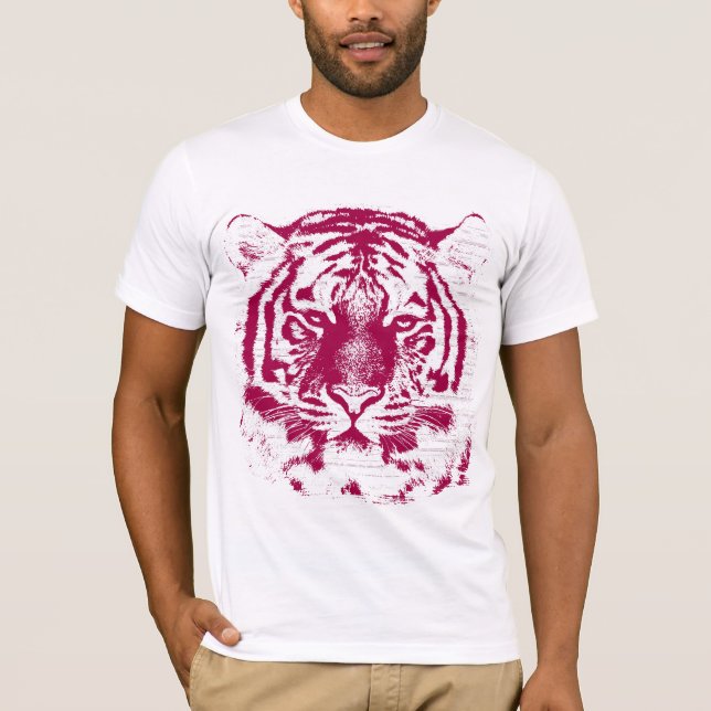Röd och vit tigeransikte t shirt (Framsida)