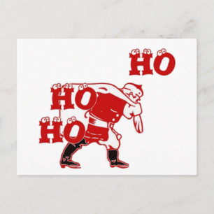 Röd och vit tomte går Ho Ho Ho konsttryck Vykort