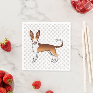 Röd och vit trådigt hår Ibizan Hound Hund & Tassar Pappersservett