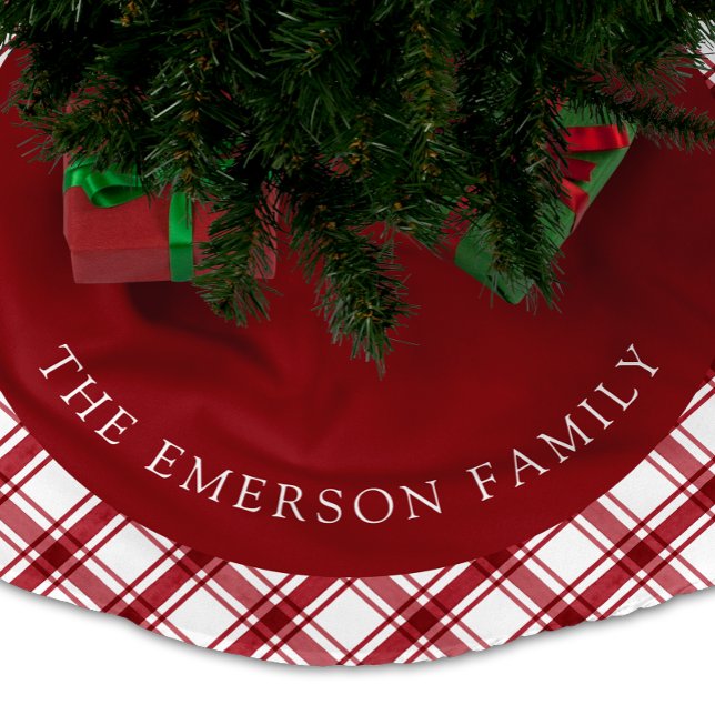 Röd och vit trädskört julgransmatta borstad polyester (Red and White Tree Skirt
)