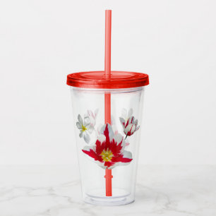 Röd och vit tupplur take away mugg