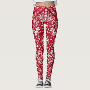 Röd och vit utskrift av Bandana Leggings