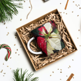 Röd och vit variegerad Poinsettia-Blommigt Mugg