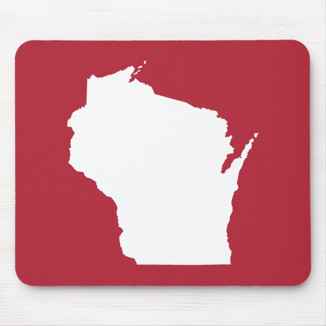 Röd och vit Wisconsin-form Musmatta (Framsidan)