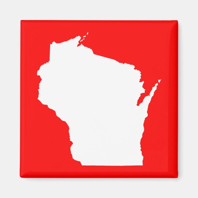 Röd och vit Wisconsin Magnet (Framsidan)