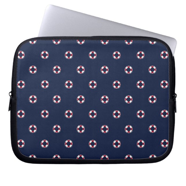 Röd och vitbojmönster laptop sleeve (Framsidan)