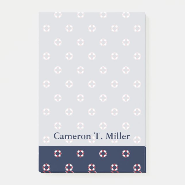 Röd och vitbojmönster | tillfogar ditt namn post-it block (Framsida)